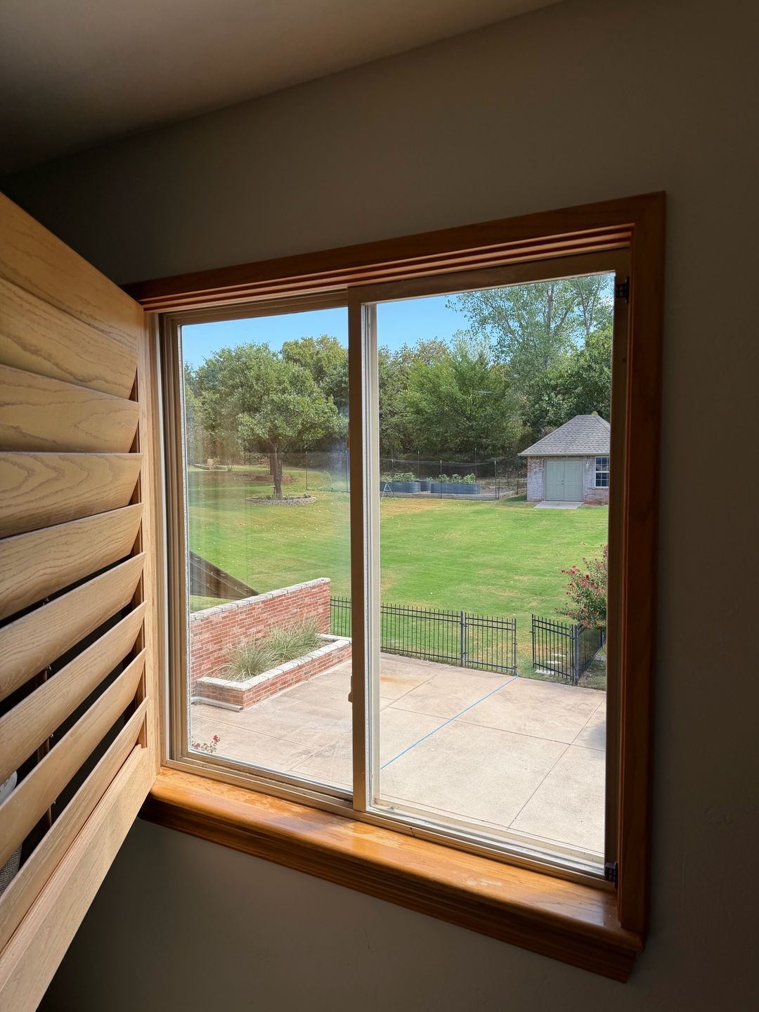 The same interior window after cleaning with a clear view outside