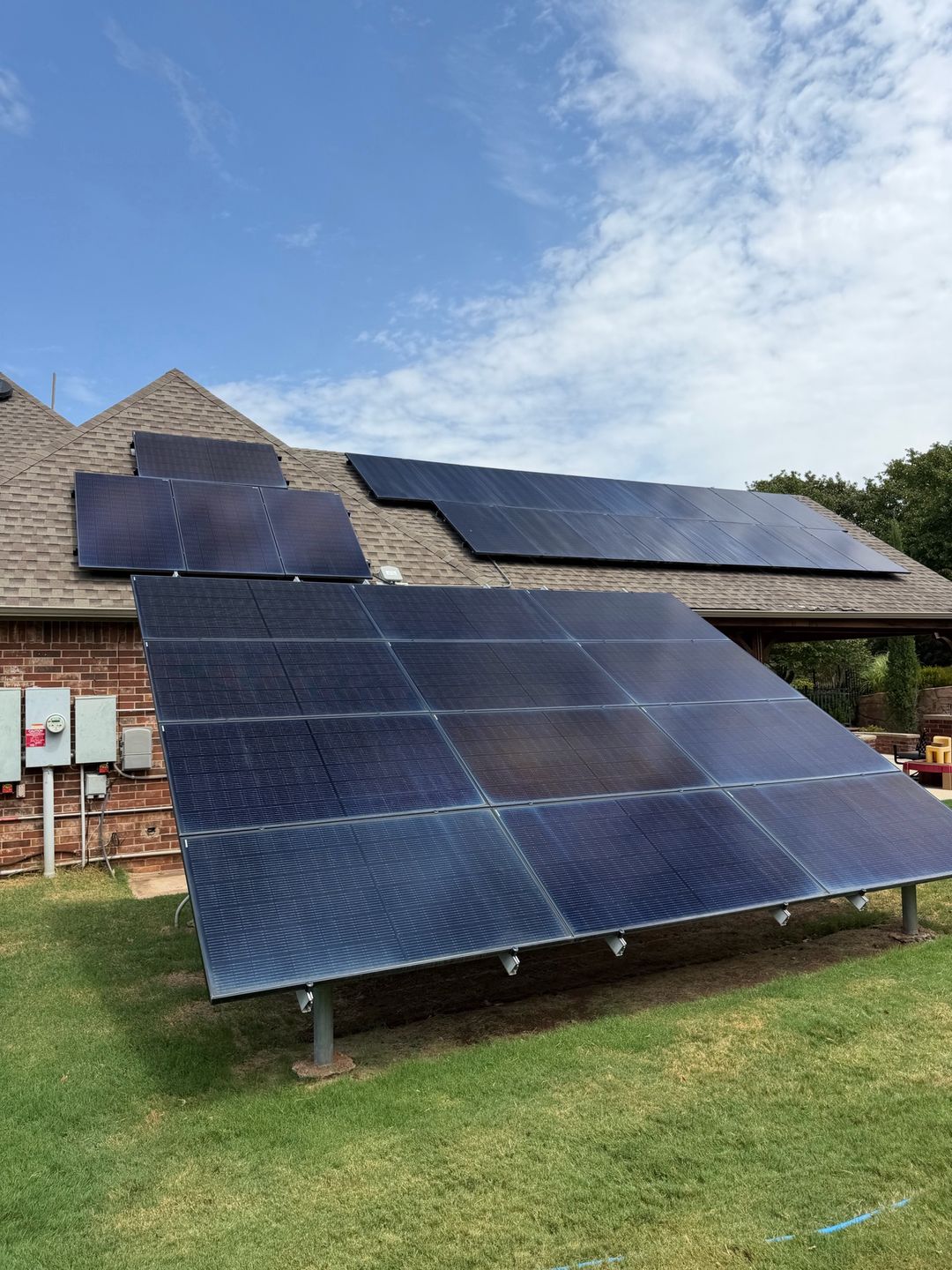 Professionally cleaned residential solar panel array